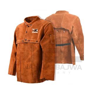 Chaqueta de soldadura resistente al calor de hilo FR de cuero de gamuza dividida de vaca de calidad superior Chaqueta protectora de seguridad para el trabajo Característica ignífuga - Product Image 6