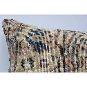 Bohemian Kantha Patchwork Wool Pillow 16x24 Inch Beige Woven Floral <b>Vintage</b> Pattern Portable for <b>Bedding</b> Living for Christmas - Product Image 2