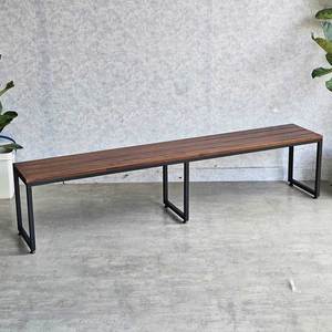 Industrial Design 200x35cm Rubberwood <b>Bench</b> with Iron <b>Legs</b> GBD028 - Product Image 2