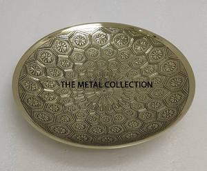 Creative Design Gold Color High Quality Brass Serving <b>Plate</b> Round Pattern Dinnerware for Home Hotel Restaurant for Dessert - Product Image 1