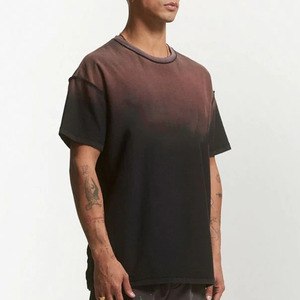 Nouveau design hommes 100% coton t-shirt blanc surdimensionné goutte épaule côtelé col rond vintage t-shirt vierge pour hommes logo personnalisé - Product Image 3