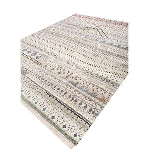 Tapis Manchaha en laine et soie de bambou noué à la main, ivoire, 10 mm d'épaisseur, motif géométrique abstrait, pour la maison, le couloir, modèle rectangulaire - Les-2410 - Product Image 2