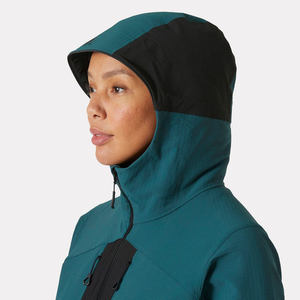 Veste Softshell pour femme vert foncé Odin Backcountry manches longues coupe-vent respirant imperméable pour l'usine de course en plein air - Product Image 3