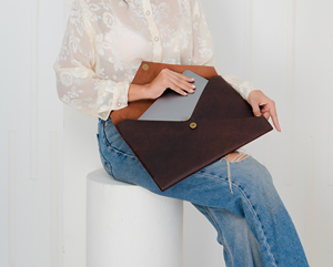 Full Grain Genuine Leather Laptop Sleeve Handmade Modern Portable Office Organizer Business <b>Portfolio</b> Durable Executive Retro - Product Image 3