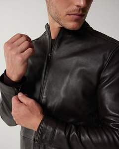 Elegante chaqueta de gamuza de cuello de piel de oveja de lujo para hombres tendencia al por mayor chaqueta de cuero transpirable con logotipo personalizado - Product Image 4