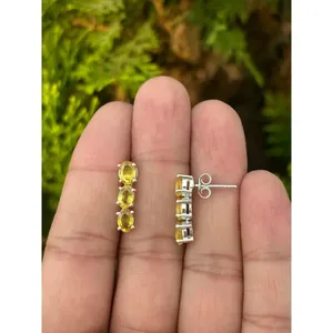 18K Gold 925 Silver <b>Stud</b> <b>Earrings</b> Yellow Sapphire Diamond Zircon Pearl Gold Plated Rose Gold for Engagement Wedding Anniversary - Product Image 3