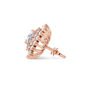 Boucles d'oreilles clous en diamant taille coussin 1,74 carat avec halo, en or jaune, blanc et rose 9K, fermoir à vis, bijoux de luxe pour mariée - Product Image 2