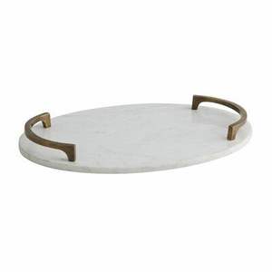 Bandeja de servicio de lujo de Material de mármol blanco Moder de forma personalizada con asas curvas decoración del hogar utensilios de cocina bandeja de mesa de comedor - Product Image 3