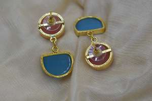 <b>Hot</b> sale fashion earring Manufacturer Supplier Gold Plated <b>Stone</b> stud Earrings - Product Image 3