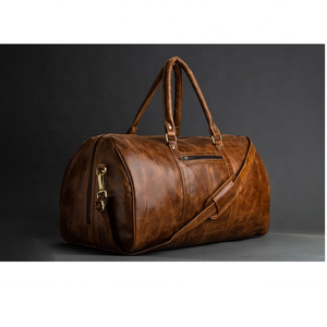 Handcrafted Vintage Brown Genuine <b>Leather</b> Duffel <b>Bag</b> for <b>Men</b> Crazy Horse <b>Leather</b> Travel <b>Bag</b> Shoe Compartment Casual <b>Overnight</b> - Product Image 1