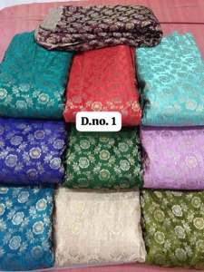 Luxueux tissu de brocart pur Banarasi tissé à la main complexe Zari travail riche en soie pour vêtements de mariée, concepteur de robes ethniques - Product Image 3