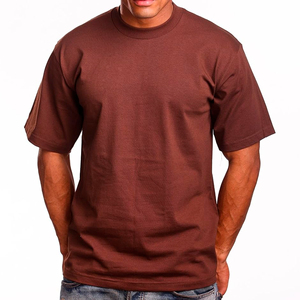 Camiseta de talla grande con cuello redondo de algodón orgánico pesado con logotipo serigrafiado personalizado, Camiseta lisa de gran tamaño para hombre, camiseta tejida con logotipo frontal - Product Image 3