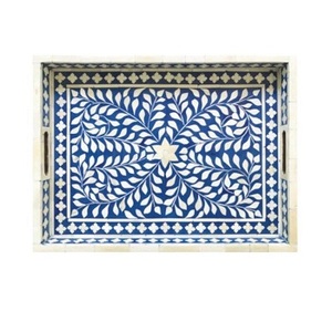Bandeja con Incrustaciones de Hueso de Última Moda |   Bandeja Rectangular Moderna con Patrón Geométrico Artesanal para un Estilo Lujoso, Servir y Decoración de Diseño - Product Image 1