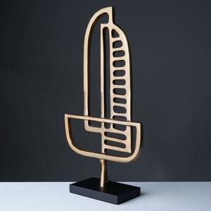 Objet de table en métal doré, décoration artistique moderne pour la maison, le bureau, le salon, intérieurs contemporains en provenance d'Inde - Product Image 4