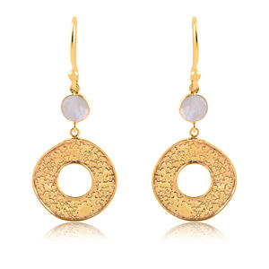 Boucles d'oreilles en argent sterling 925 plaqué or avec bijoux de fête en calcédoine naturelle Aqua - Product Image 3