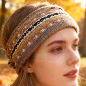 Bandeau en tricot doux pour femmes, extensible, confortable, chaud, à porter au quotidien, en extérieur et en intérieur - Product Image 2