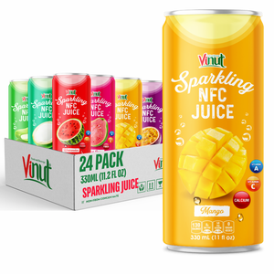 Espumoso NFC Mango 330ml enlatado VINUT Vietnam bebida de jugo carbonatado-OEM ODM personalización precio al por mayor muestra gratis - Product Image 1