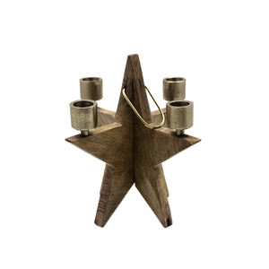 Decoración de iluminación de fiesta de Navidad y hogar, portavelas de Adviento de madera y Metal, acabado gris para venta al por mayor a granel - Product Image 3