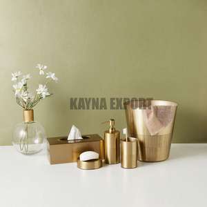 Ensemble de salle de bain 6 pièces fini laiton design martelé - Product Image 2