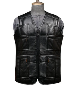 <b>Men's</b> Winter Sheepskin Vest New Fashion Genuine <b>Leather</b> <b>Waistcoat</b> Warm Tops Plus Size Customizable OEM - Product Image 1