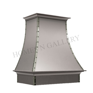 Hotte de cuisine murale en acier inoxydable de haute qualité, personnalisée, avec bandes et rivets, pour îlot de cuisine - Product Image 1