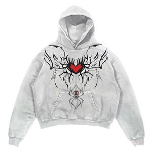 Pull 100% coton à capuche hommes broderie personnalisée à capuche éponge française poids lourd sweats à capuche surdimensionnés pour hommes - Product Image 6