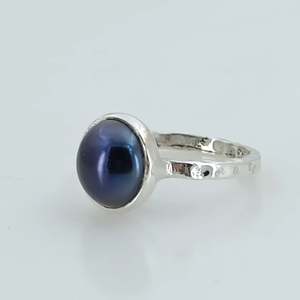 Handmade 925 Sterling <b>Silver</b> Freshwater Black Pearl <b>Statement</b> <b>Ring</b> Boho June Birthstone Jewelry Perfect Gift - Product Image 5