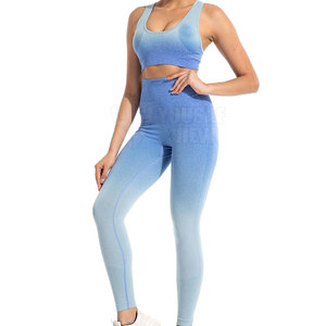 2025 vente en ligne femmes Yoga ensemble 2 pièces solide taille moyenne respirant écologique Spandex/Polyester entraînement Fitness porter - Product Image 2