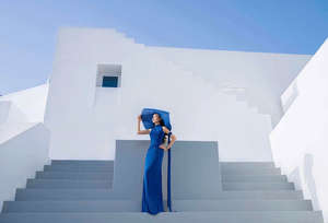 New Summer Off Shoulder Long <b>Dress</b> <b>for</b> <b>Women</b> <b>Navy</b> <b>Blue</b> Unique Design Polyester Spandex OEM ODM Vietnam - Product Image 5