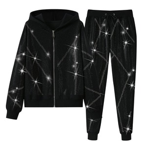 Transpirable Hombres Rhinestone Chándal Tarifa barata Top Trending Totalmente personalizado OEM Rhinestone Chándal OEM - Product Image 1
