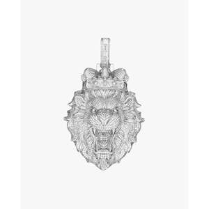 Pendentif Tête de Lion Personnalisé en Or 14K avec Diamant, Plaqué Rhodium Or Rose, Breloque Religieuse, Bijou Mignon en Perle - Product Image 1