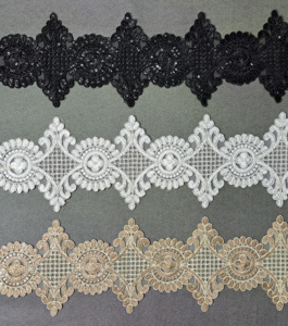 Soft Polyester/Cotton Metallic Net Sequence Embroidery Rhinestone Lace Smooth Touch Bridal Wear Lehenga Decoration TSL Brand - Product Image 1