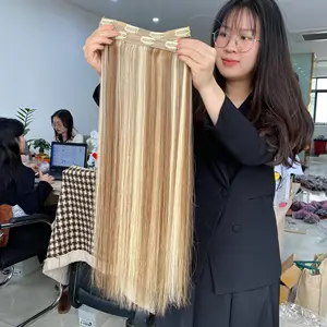 Extensions de cheveux vietnamiens Remy Clip-in en couleur surlignée Obtenez la grosse affaire de notre part