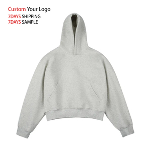 เสื้อฮู้ดดี้ผู้ชายทรงโอเวอร์ไซส์ ผ้าฝ้ายฟลีซหนานุ่ม 100% น้ำหนัก 400 กรัม คุณภาพสูง กันลม ปักลาย สำหรับฤดูหนาว ทรงครอป บ็อกซี่ฟิต - Product Image 4