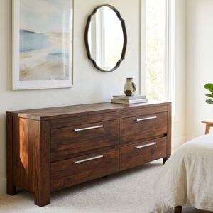 Armoire de chambre minimaliste en teck, utilisable comme armoire de rangement pour mobilier de maison moderne, fonctionnant également comme table de chevet et commode. - Product Image 1