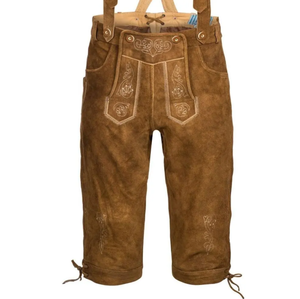 กางเกงหนัง bavaeian แบบลำลองของผู้ชายน้ำหนักเบาปักกระดุมที่หัวเข่าแบนมีไฟ - Product Image 5