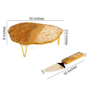 Support à gâteau en résine avec motif floral Plateau à dessert décoratif pour occasions spéciales Support à dessert de luxe fait à la main pour les mariages - Product Image 2