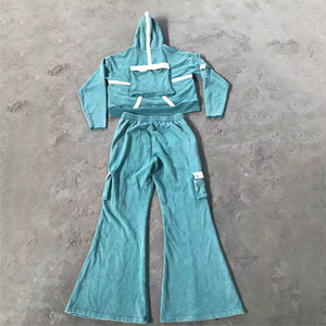 Survêtements d'hiver décontractés unisexes personnalisés 2026 avec capuche et pantalon évasé – Ensembles de survêtements - Product Image 6