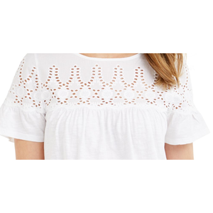 Top da Donna Style & Co in Cotone Bianco con Pizzo Traforato XS, Design Traspirante e Trendy con Decorazione a Cerniera per l'Uso Casual Estivo - Product Image 3