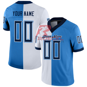 Nouveau maillot de football en maille bleue et blanche à col en V en polyester de haute qualité maillot de football américain respirant en édition limitée - Product Image 1