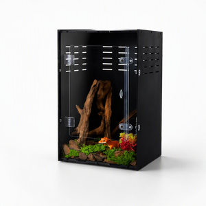 Cage arboricole pour reptiles en PVC acrylique 45x30x30cm, <span class=keywords><strong>prix</strong></span> de gros, terrarium en PVC avec grille supérieure, isolé et respirant, emballage plat - Product Image 1