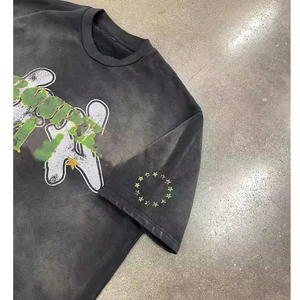 Wholesale Acid Wash Custom <b>T</b> <b>Shirt</b> For Men Boxy <b>Fit</b> <b>Cropped</b> High Quality Cotton Sun Faded Graphic Printing Tee OEM - Product Image 3