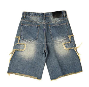 2025 conception personnalisée short en jean surdimensionné pour hommes Paisley Streetwear déchiré en détresse broderie hommes en détresse broderie - Product Image 6