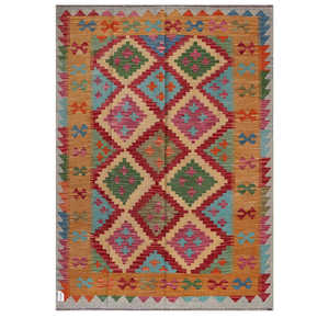 Alfombra Kilim de Maimana, Afganistán, 200 x 146 cm, Juego de Alfombras - Product Image 1