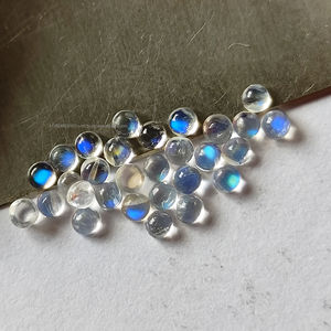 Pierre de lune indienne bleu feu Cabochon 3mm rond arc-en-ciel pierre de lune pierres précieuses en vrac pour bijoux en gros pierre de lune 3mm Lot - Product Image 1