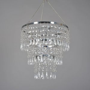 3 Tiers Fuax <b>Crystal</b> Acrylic Beaded Chandelier, W10.5" H11",Modern Chrome Chandelier Ceiling Pendant <b>Light</b> <b>Shade</b> with Clear Acry - Product Image 4