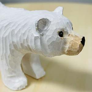 Statua di Orso Bianco in Legno Intagliato a Mano YEEYAYA, 5 Pollici, per Decorazione Casa, Animali Selvatici, Statuetta Natalizia e Giocattolo - Product Image 5