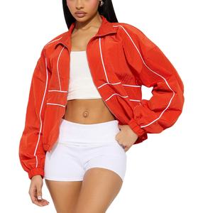 Nueva moda mujer fina transpirable nailon cortavientos ropa deportiva diseñador venta al por mayor personalizada mujer corta cremallera chaqueta cortavientos - Product Image 6