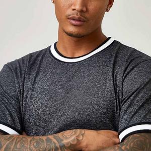 เสื้อยืดคอกลมแขนสั้นผ้าใยไผ่สำหรับผู้ชาย, เสื้อยืดโอเวอร์ไซส์สีล้วนลายพื้น - Product Image 4