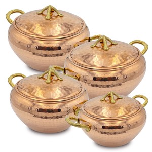 Cacerola Trabzon de Cobre Hecha a Mano de 1 mm con Asa Metálica de Lujo Vintage, Juego Duradero para Calentar Alimentos y Olla Caliente en 4 Tamaños - Product Image 3
